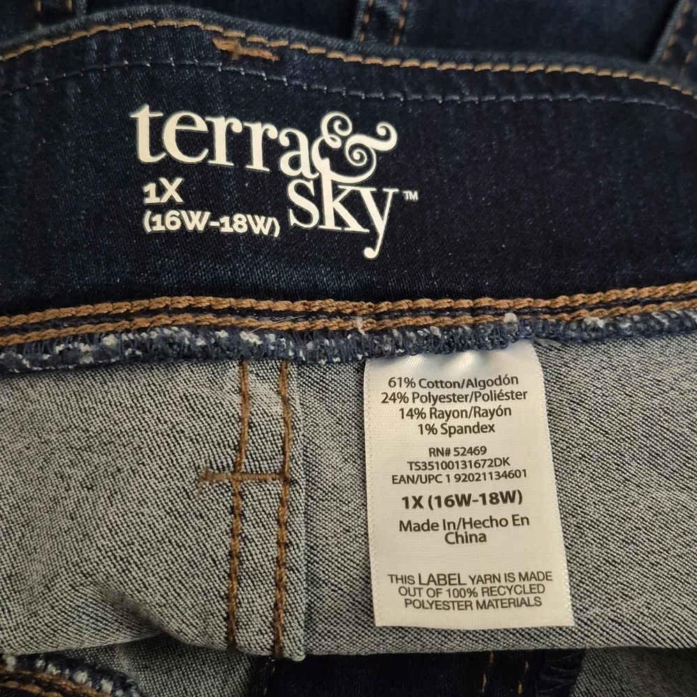 Terra&Sky Stretch Pull On Blue Jeans 1X